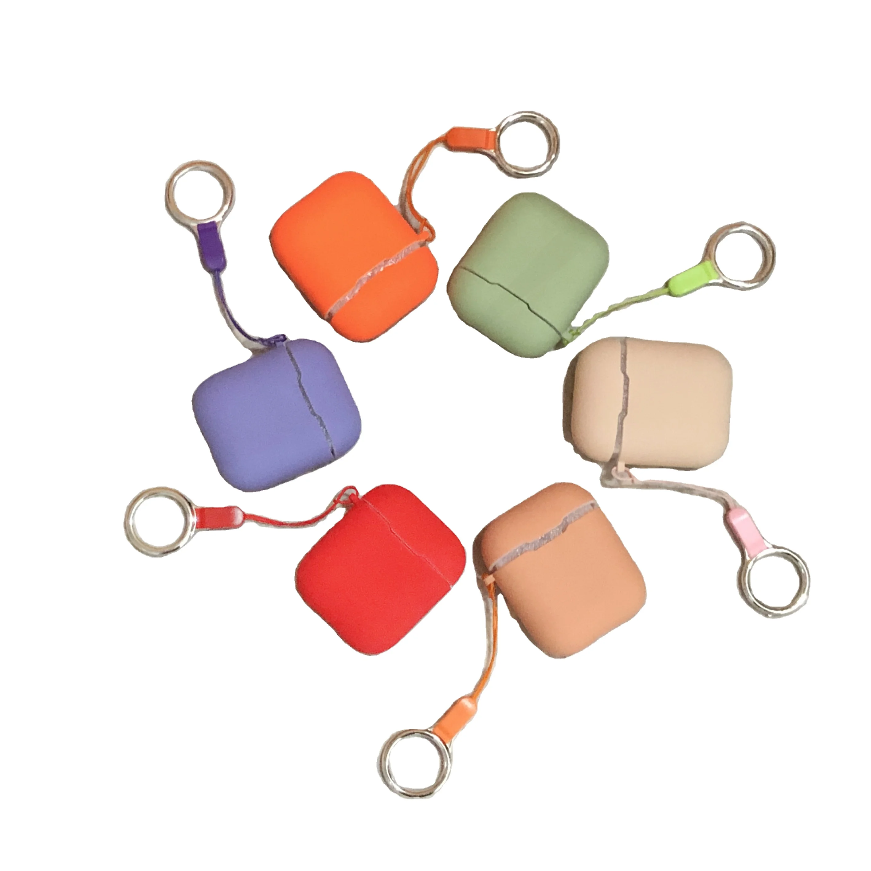 

Headphone Accessories Case, Protective Silicone Earphone Case for Apple Charging Case with Anti-lost Strap, 7 colors