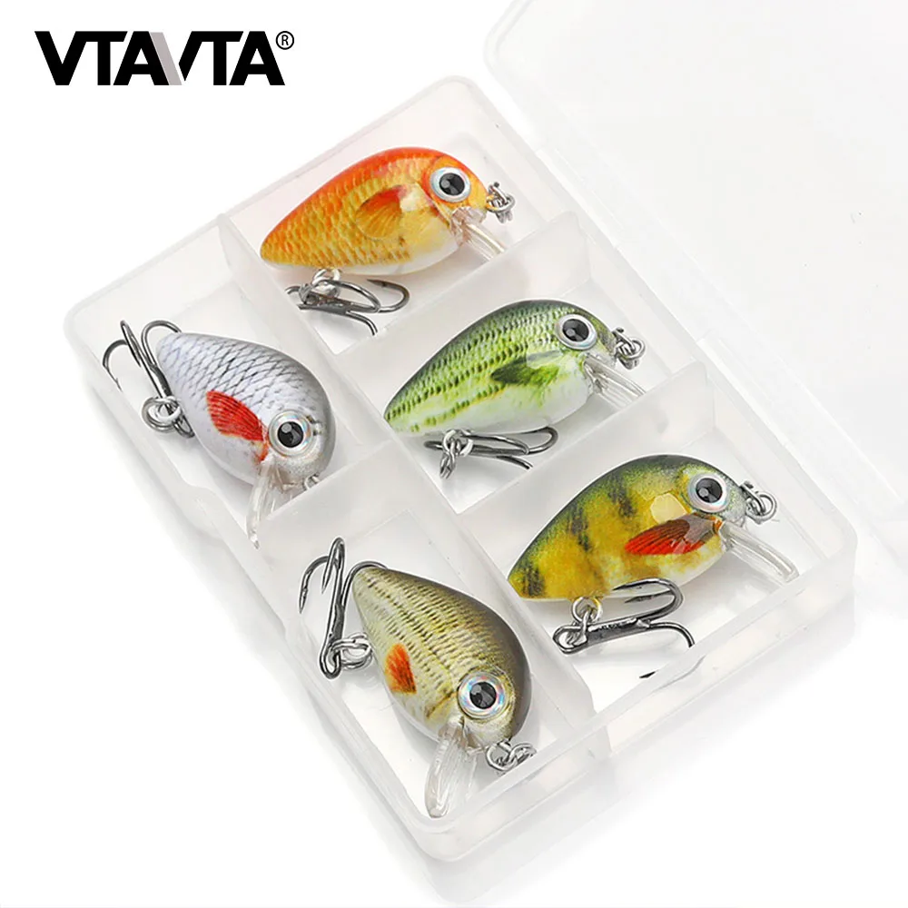 VTAVTA 3cm 1.5g Floating Wobbler Deep Diving Crankbait Fishing Lures Hard Bait With VMC Hooks Artificial Fishing Tackle Lure