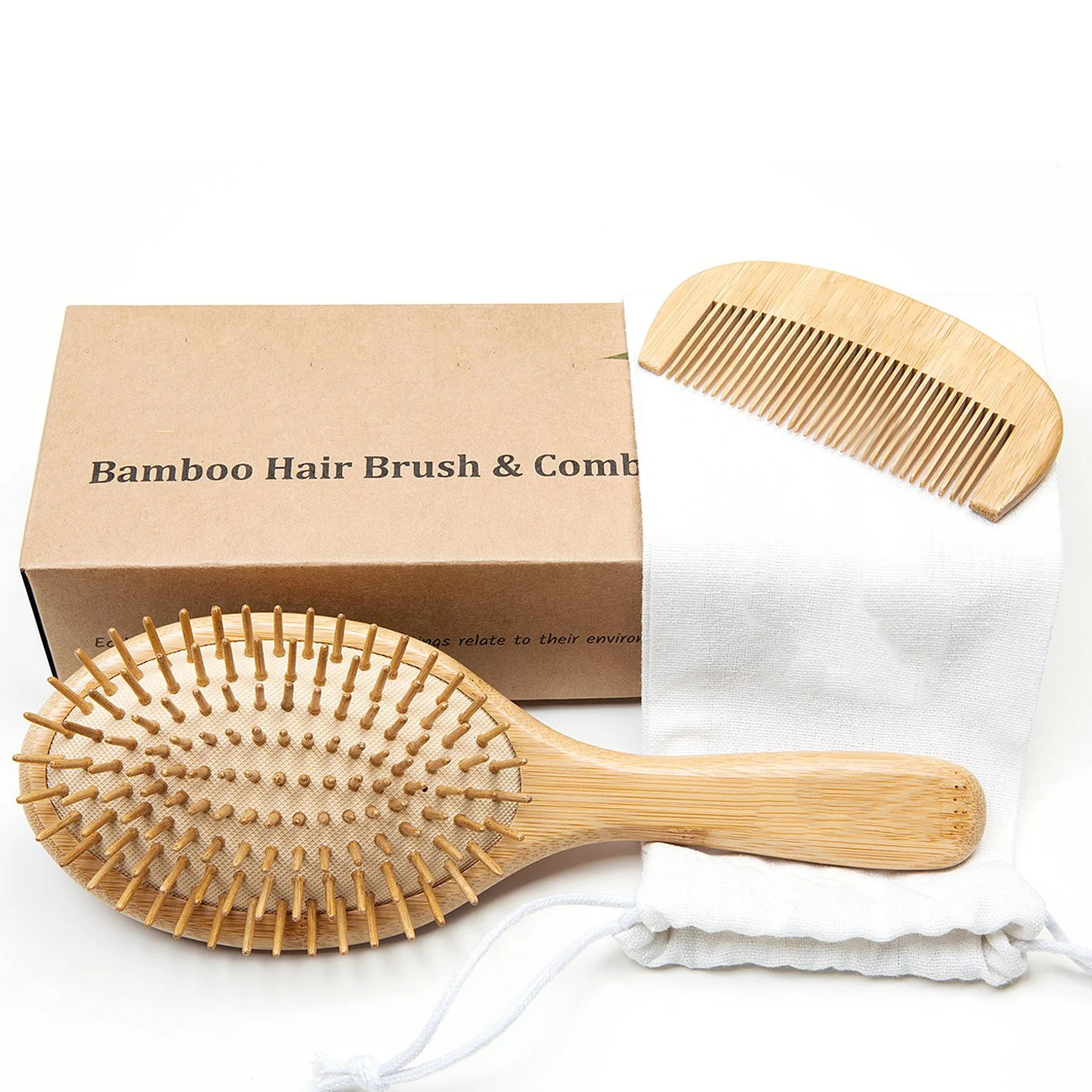 Hot Selling Bamboo Wood Hair Brush And Comb Biodegradable Environmentally Friendly Bamboo Hair