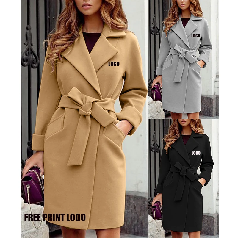 

Free shipping Wholesale Price Autumn Fashion Ladies Office Trench Wool Elegant Coat Long Coat For Women, Multi color optional