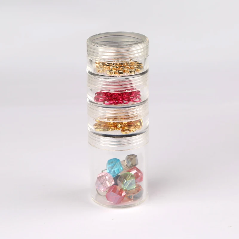 

XuQian 4 Layer Plastic Round Plastic Compartment Storage Box with Screw Lid