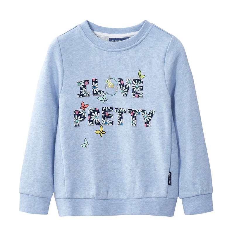 

Gabby Loop Kids Spring Fashion 100%cotton Fleece Sweatshirt For Girls Letter Embroidery Kids Crewneck Sweatshirt