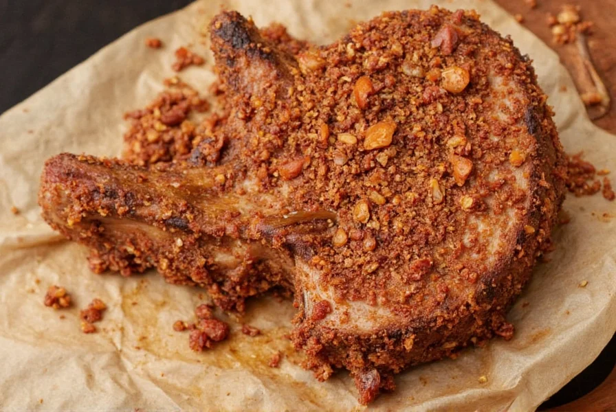 Seasoning pork chops by hand