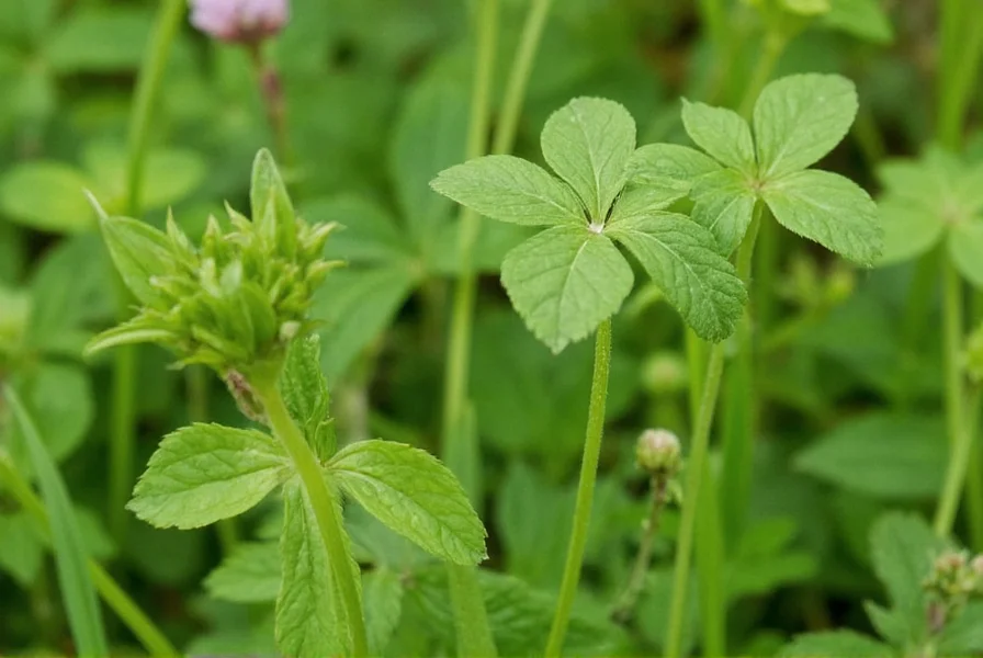 Alsike clover plant showing characteristic pink-to-white flower heads and trifoliate leaves