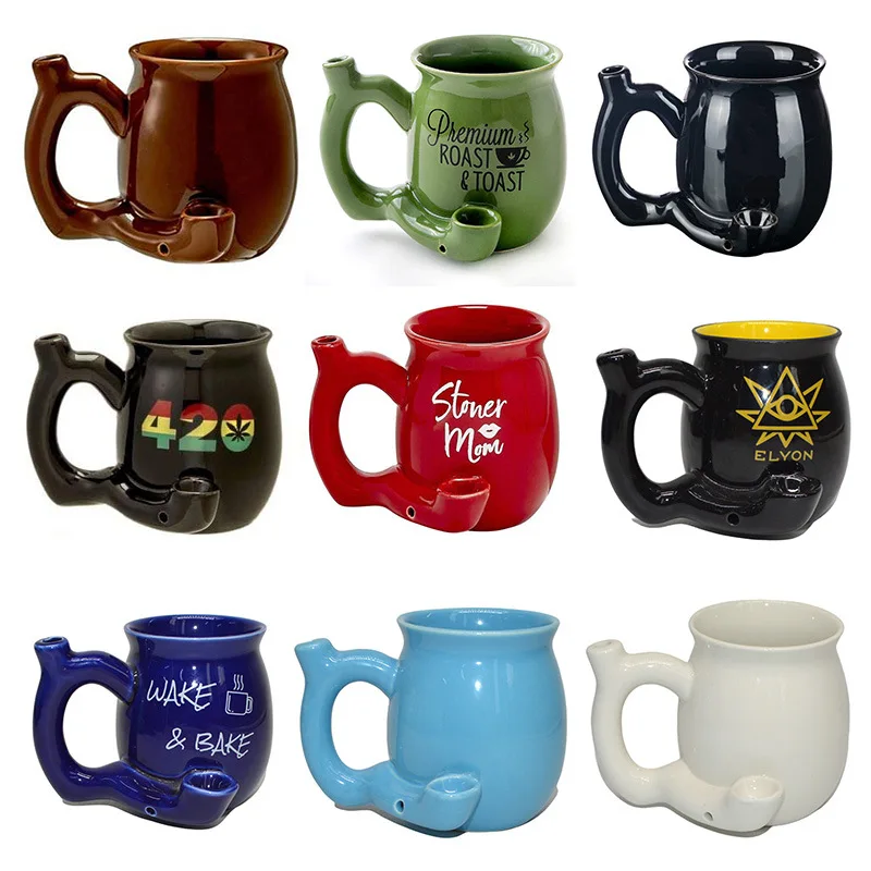 

Ready To Ship Wholesale Tobacco Mug Pipe Ceramic Smoking Tobacco Cup Mug Coffee Ceramic Pipe Mugs, Customized color