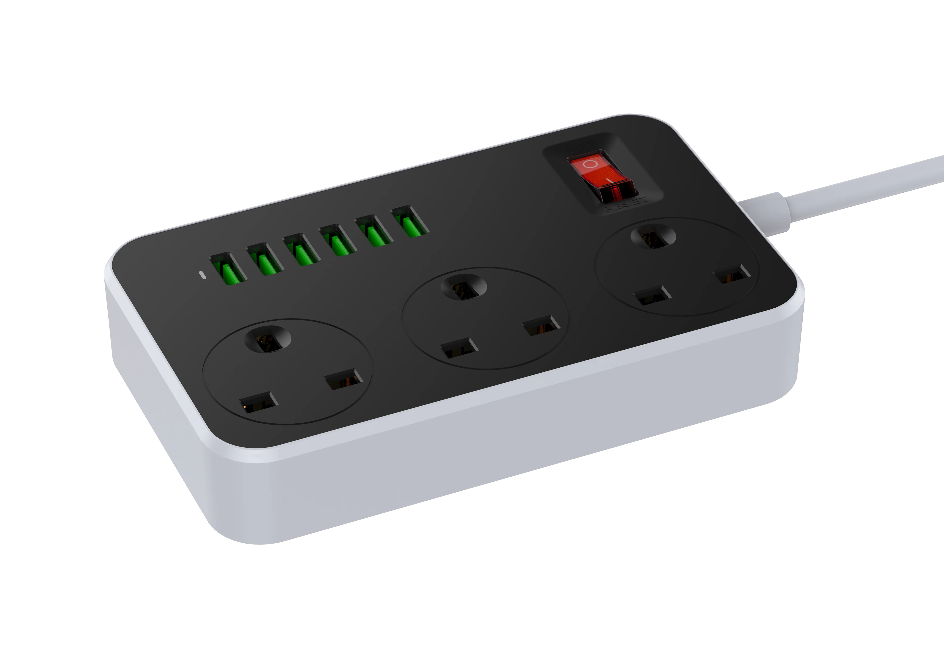 
LDNIO CLASSIC UK STANDARD 3 WAY SURGE POWER STRIP SK3662 WITH 6USB PORTS 2METERS POWER CORD POWER STRIP 