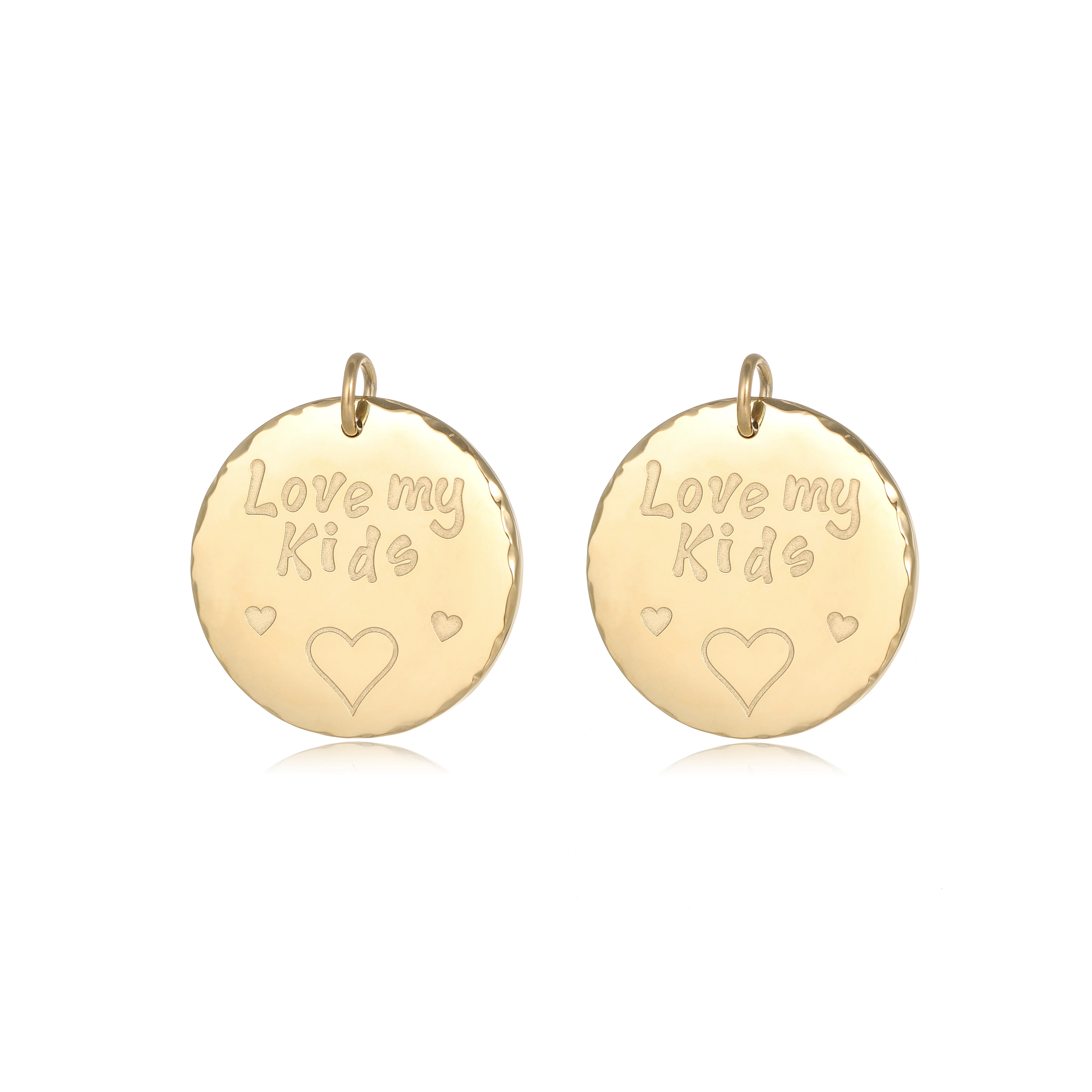 

Fashion Simple Gold Plated Stainless Steel Lettering Love Gold Color Coin Charms Stainles Steal Pendant