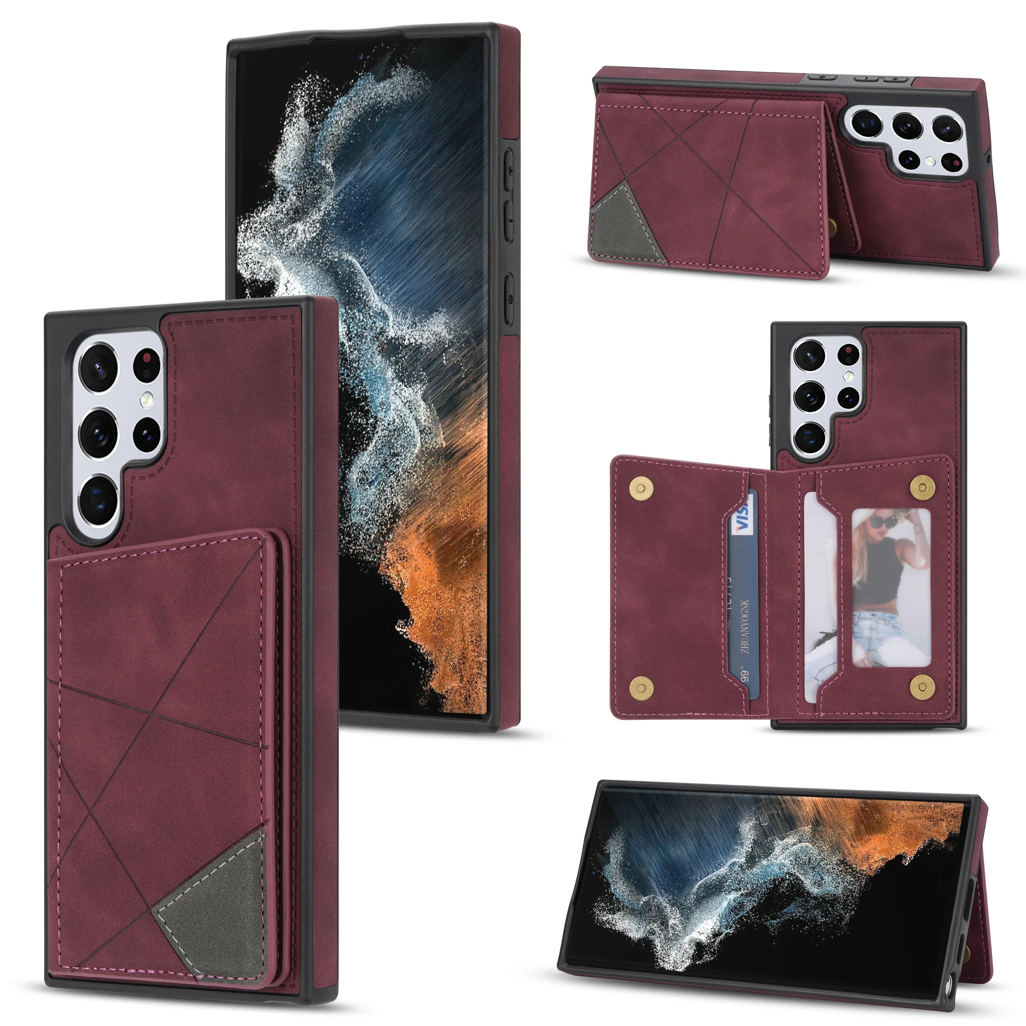 

for Samsung S22 Ultra Business leather phone case PU Flip Stand Card Wallet Phone Cover For Samsung A12 A51 A52 A53