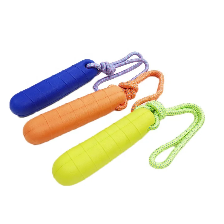 

Wholesale Swing And Fling Durable Eva Foam Rope Sausage Shape Dog Toy Larger Dogs Interactive Training Toy