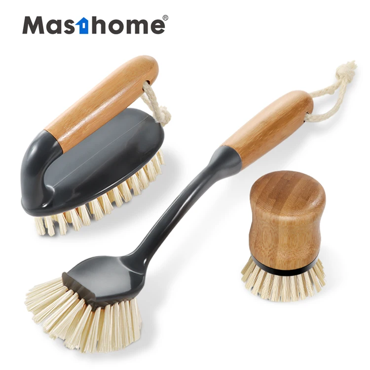 

Masthome eco-friendly natural Bamboo wood dish Kitchen table clothes washing dish scrubber Brush for dish washing
