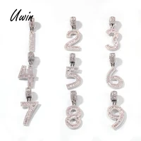 

Iced Out Baguette Number Pendant 0 1 2 3 4 5 6 7 8 9 Charm Number Pendant Jewelry Necklace
