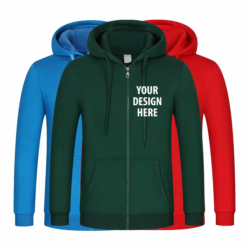 

Custom Print Your Own Design LOGO Pullover Zipper Hoodie Men And Women Casual Cotton Coat Jacket Unisex Sweatshirts