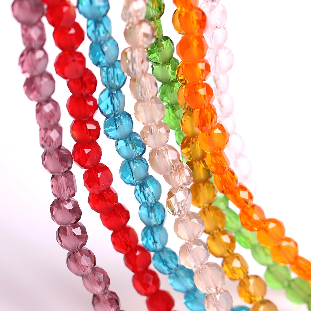 

Flat Drum Glass Beads For Jewelry Making 4mm/6mm Faceted Crystal Beads For Necklace Bracelet DIY Accessories 5strips/batch