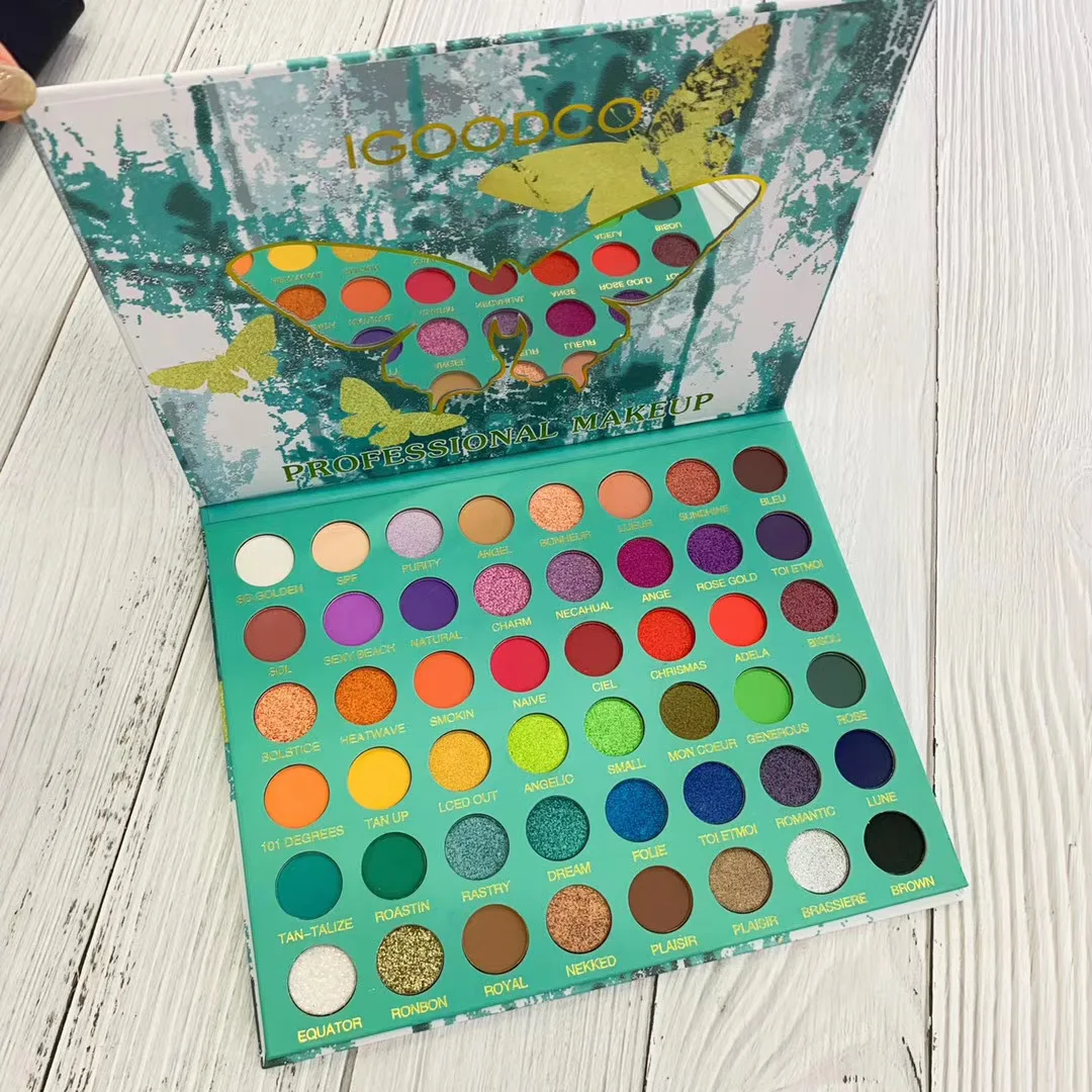 

High Quality 48 Color Eyeshadow Palette New Style Butterfly Matte GlitterColorful Waterproof Long lasting Eyeshadow Palette, Red,pink,rose,reddish or customized