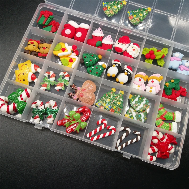 

One Box New Design DIY Christmas nail charm Nail Art Rhinestones Deocration Accessories nail charms kawaii resin, Mixed color