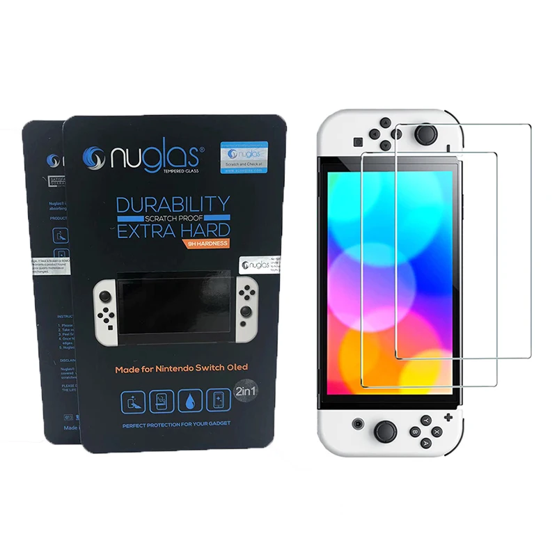 

Nuglas 2 Pack Durable HD Tempered Glass Screen Protector For Nintendo Switch Oled