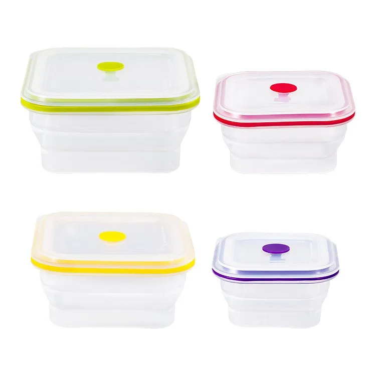 

4Pieces BPA Free Sillicon Collapsable Bowl lunch box sillicone folding Bento Box Set, Customized color