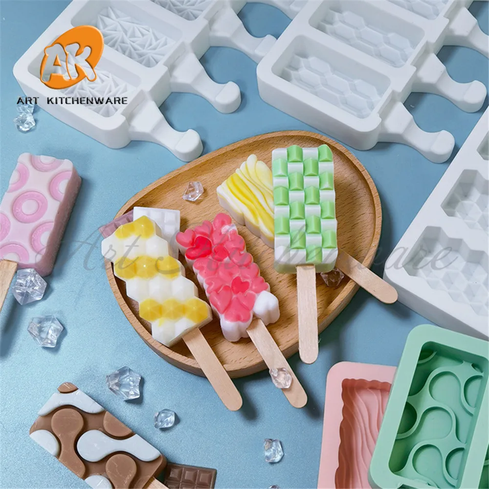 

AK Custom Wave Heart 3D Silicone Popsicle Ice Cream Mold Silicon Chocolate Molds for Ice Cream Cake Pops Maker XG-67-74