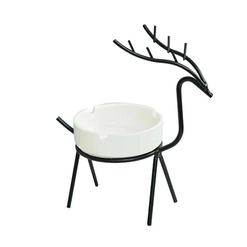 

Creative new Nordic modern simple elk shape iron shelf ashtray, Light yellow black