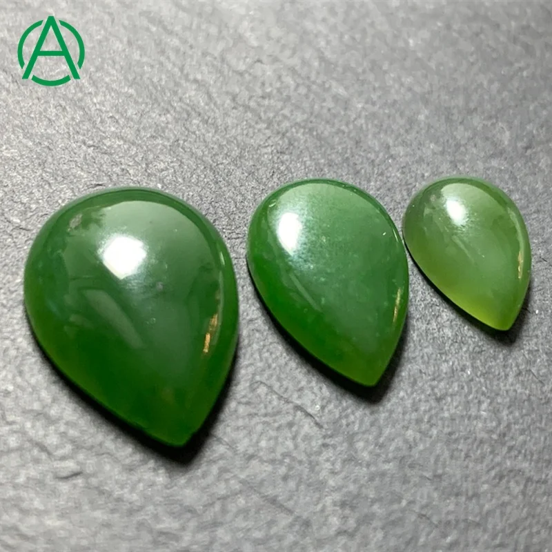 

ArthurGem Canadian Natural Nephrite Jade Pear Cabochon, Gemstone Cabochon for Rings Making, 100% natural color