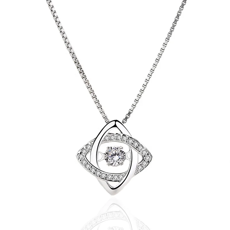 

silver jewelry 925 sterling necklace pendant with cubic zirconia, White