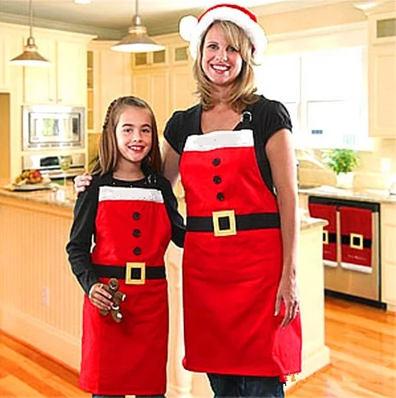 

HB-6055 Wholesale xmas costumes accessories red christmas kitchen apron