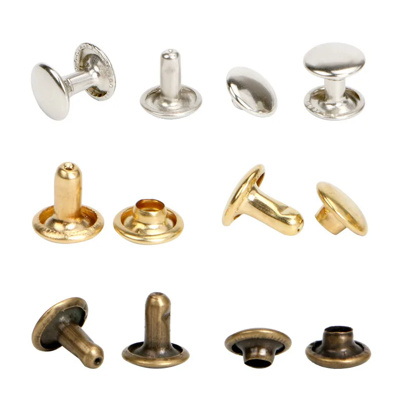 

Brass Decorative Silver Black Gold Rivet Double Cap Rivet Stud for Leather Craft Bag Shoe Handbag