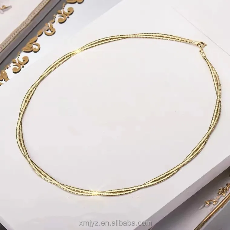 

Certified 18K Gold Necklace Italy Imported Gold Silk Collar Au750 Colored Gold Woven Single And Double Strand Collar