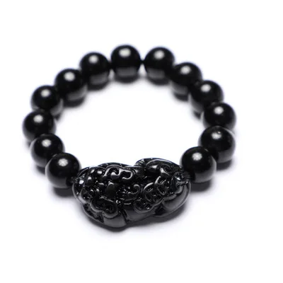 

Solid Color Black Obsidian PiXiu Bracelet Wealth FengShui Obsidian PiXiu Bracelet