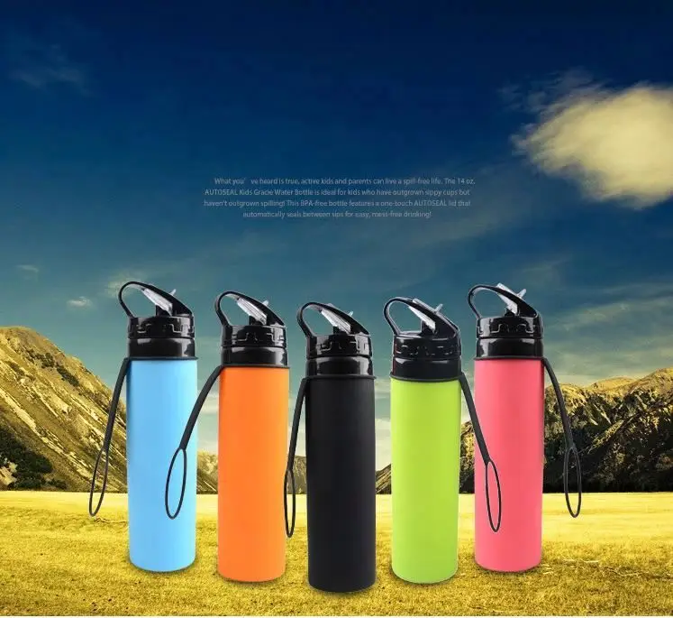 

Made in China high-quality silicone folding water bottle edible silicone material for heat insulation, Custom color acceptable