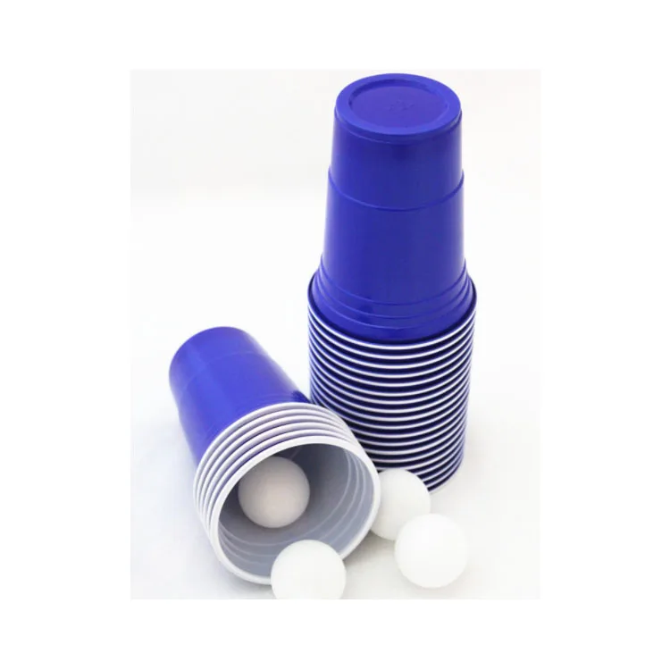 

16oz Blue PS Custom Logo Beerpong Printed Blue Beer Pong Set Plastic Cups, Black or according customer's request