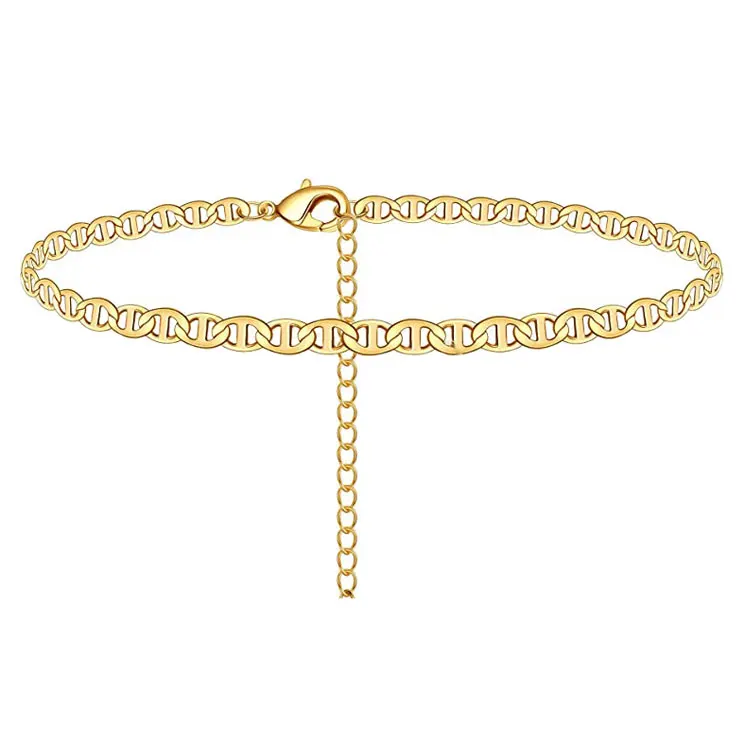 

SC Hot Selling Women Statement Anklet Bracelet Foot Jewelry Chain Fashion Gold Plated Luck Chain Anklet for Women, Gold, silver