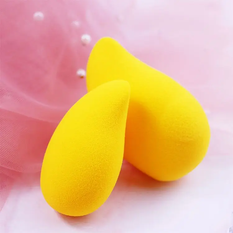 LOW MOQ 50PCS Custom Logo Wholesale Factory Price Private Label Soft Puff Powder Foundation Blush Mango-shaped Makeup Sponge Case