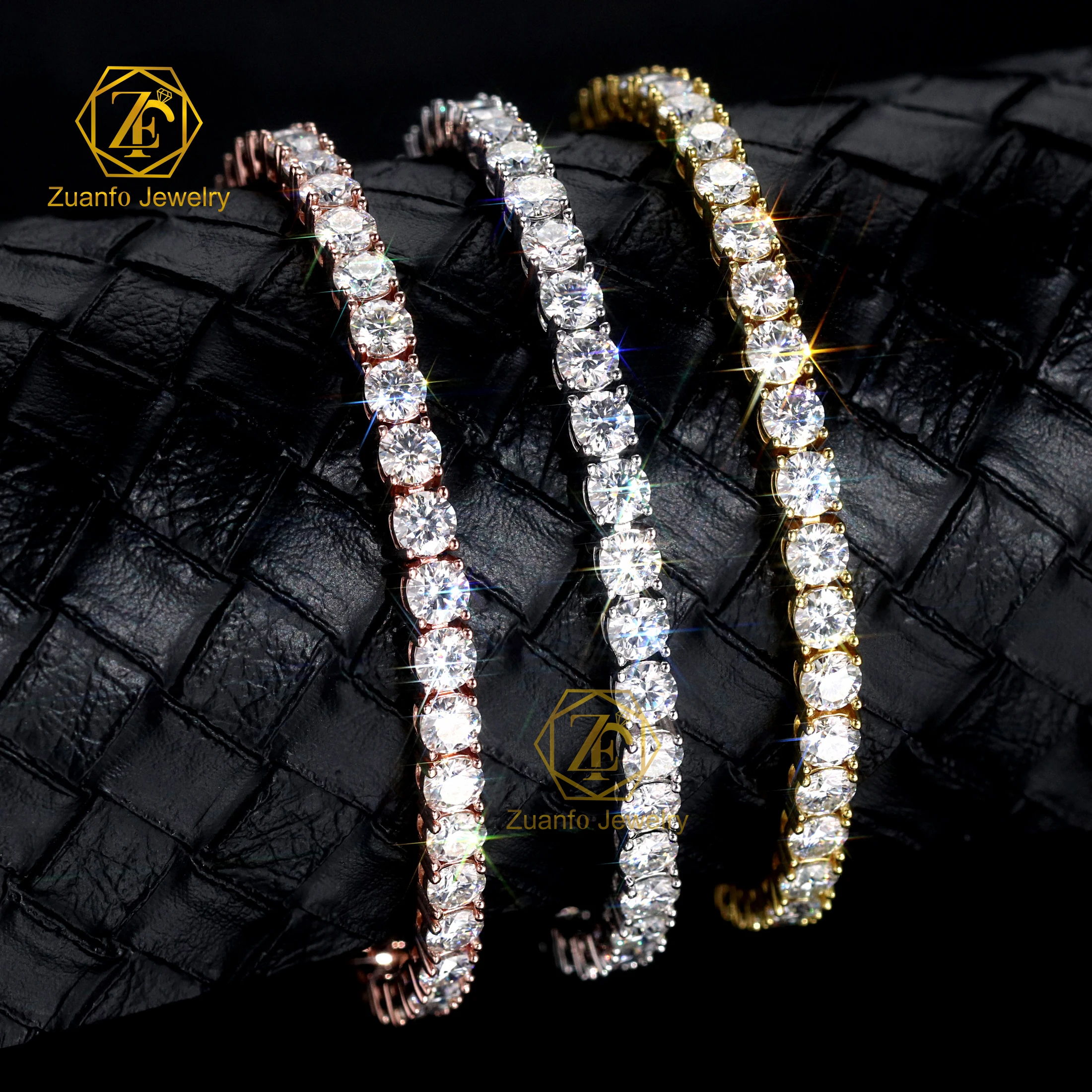 2026 Newest Hot Sale 925 Sterling Silver Tennis Chain White/Yellow/Rose Gold Plated Moissanite Charm Bracelet for Women Gift