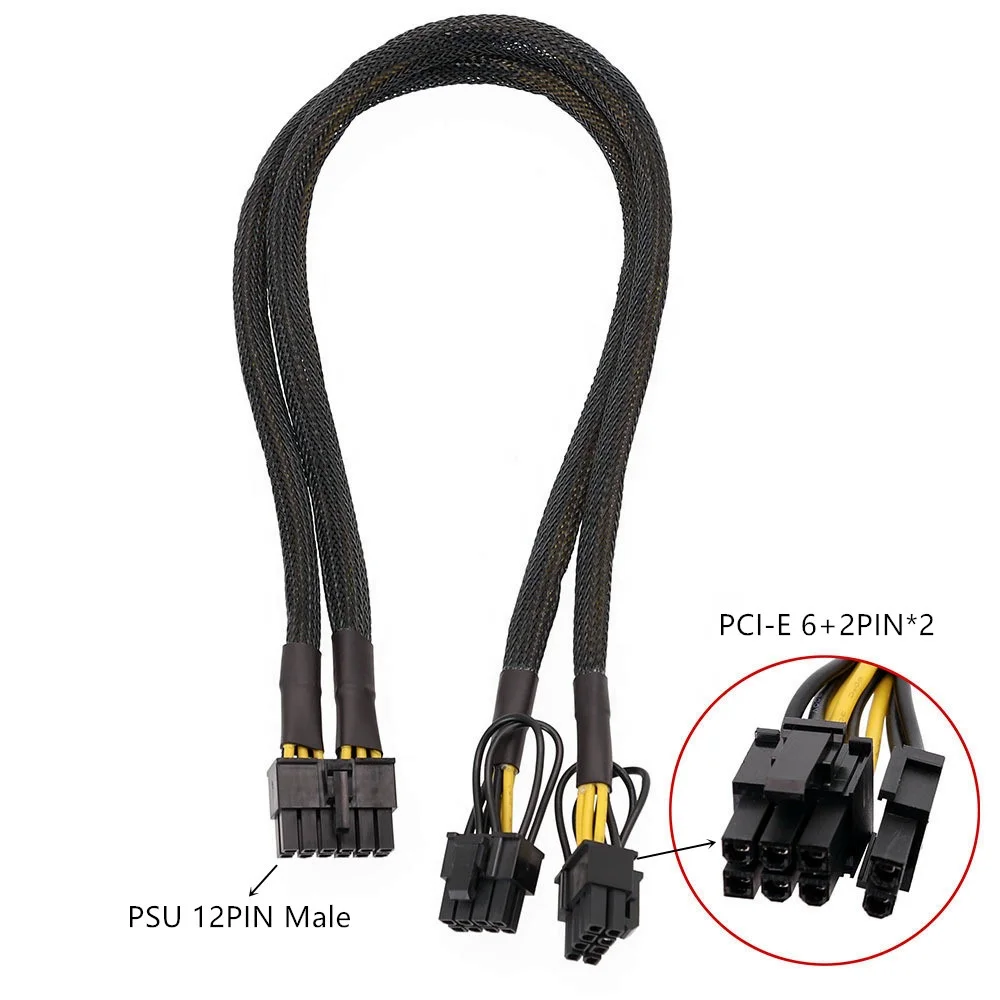 

PSU 12Pin to PCI-E 8Pin *2 Graphics Card Adapter Power Cable Sleeved for Seasonic Module Power Supply P-860 P-1000 X-1050, As is shown in the picture