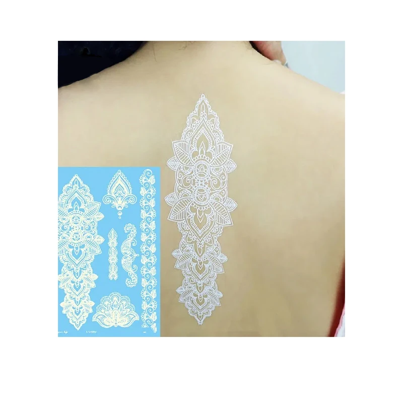 

fashion shiny women white ink temporary stick on tattoo stencil