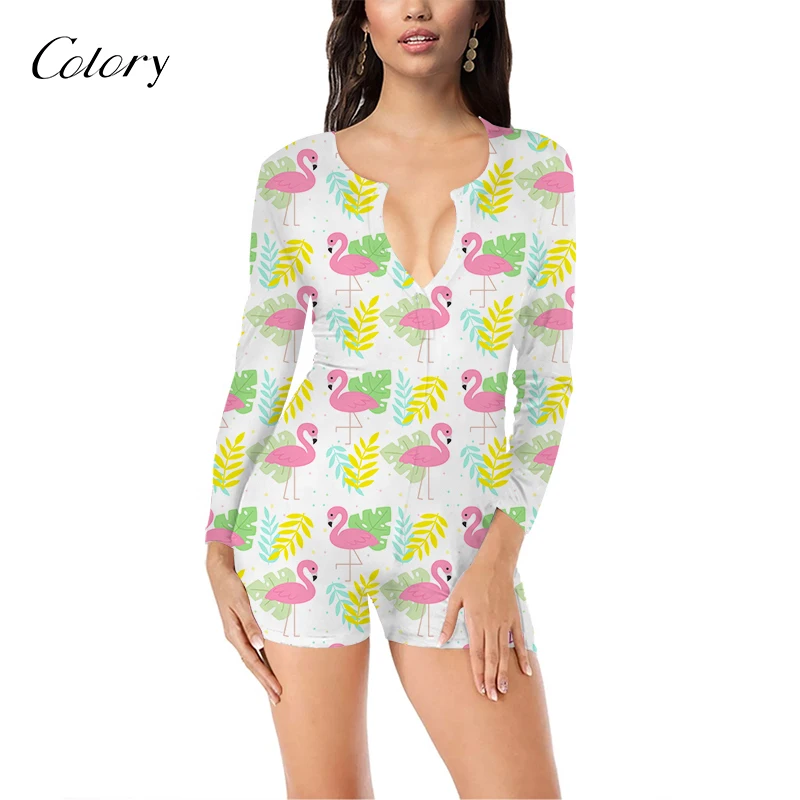 

Colory China Supplier Print Women Sleepwear Cargo Romper, Picture shows