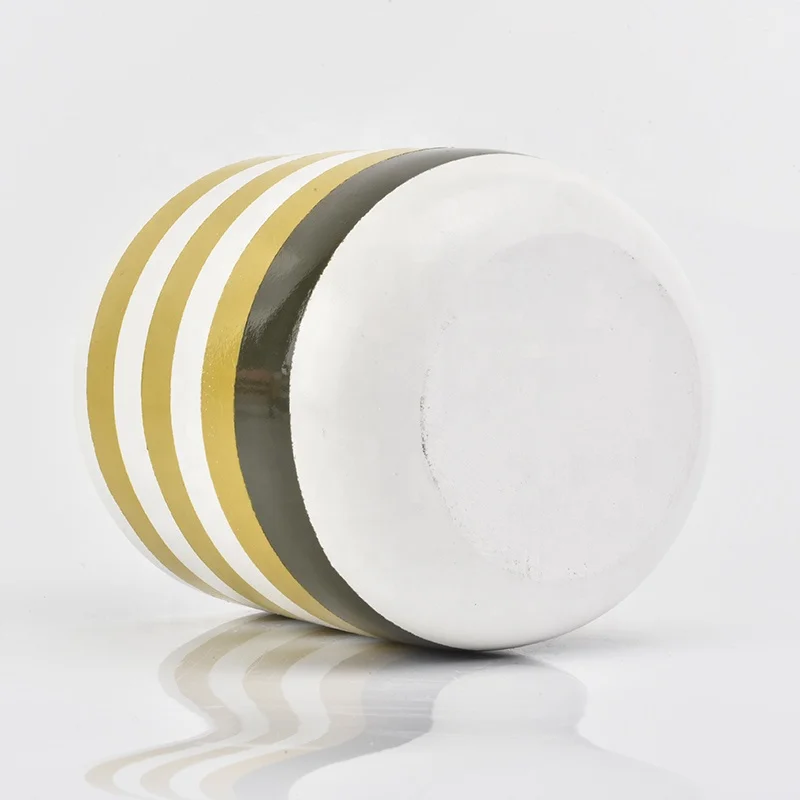 Cylinder yellow glazed plating ceramic candle jar votive candle holders wedding occasion in bulk