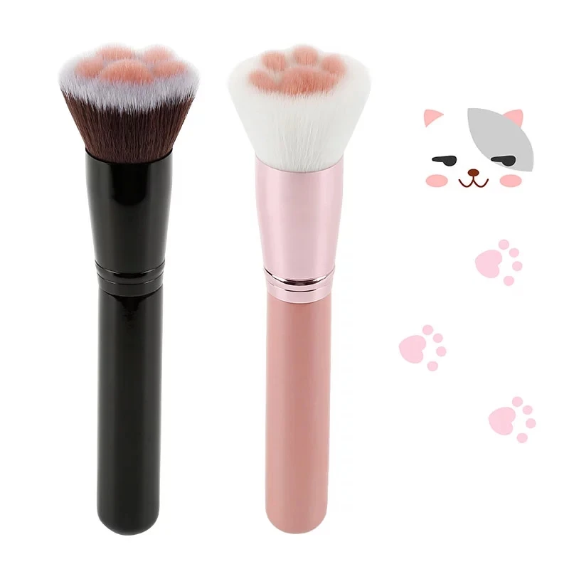 

2020 Fashion Beauty Tool Single Loose Powder Blusher Brush Cute Cat Paw Makeup Brushes, Pink,black