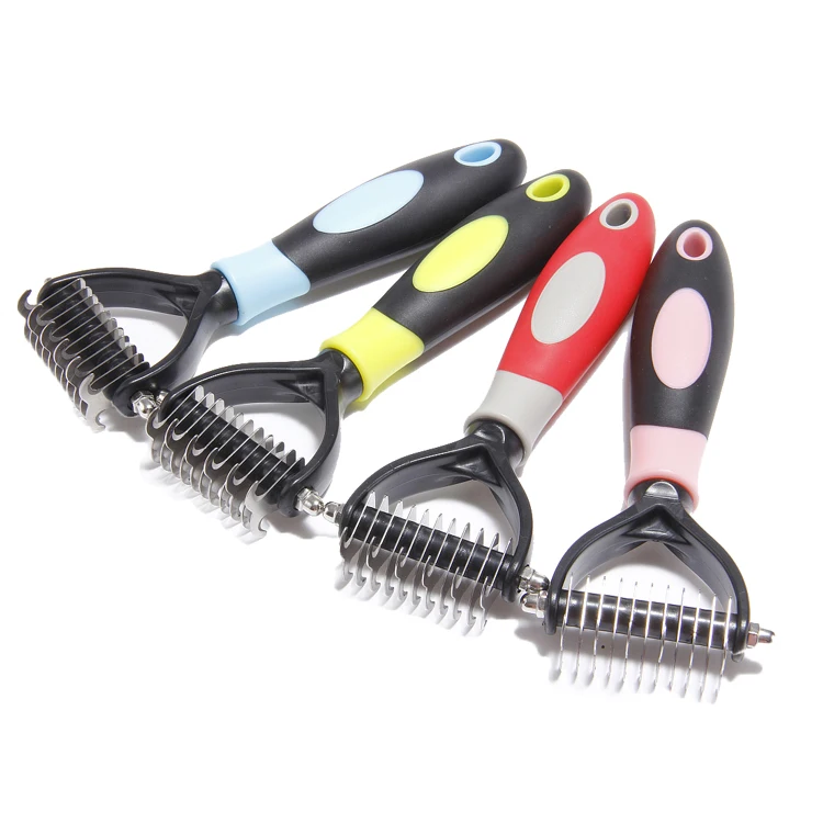 

2 Sided Grooming Fur Dematting Tool Pet Undercoat And Deshedding Brush