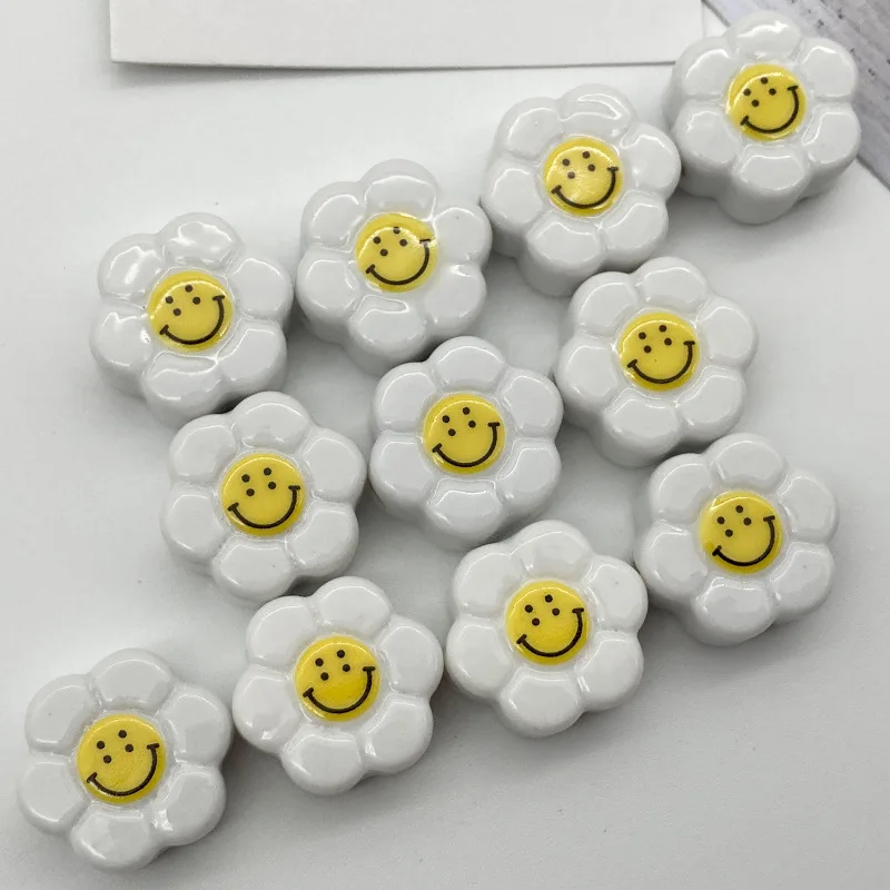 

High Quality Sun Flower Smiley Ceramic Beads For diy Jewelry Making Loose Accessories