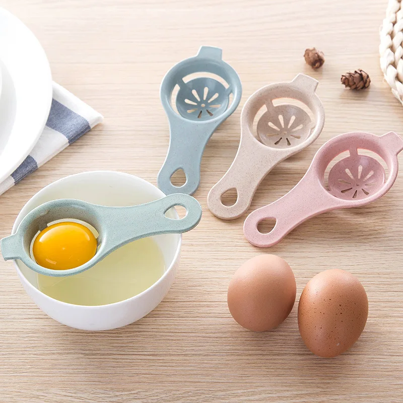 

Wheat Straw Kitchen Egg White Yolk Separator Holder Divider Separator Tool Utensil Strainer, Pink/beige/green/blue