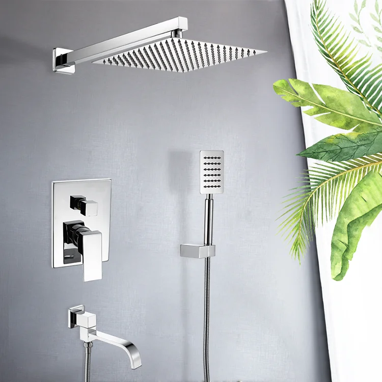 Modern Style Wall Mounted Exposed Bathroom Shower Sets With Chrome