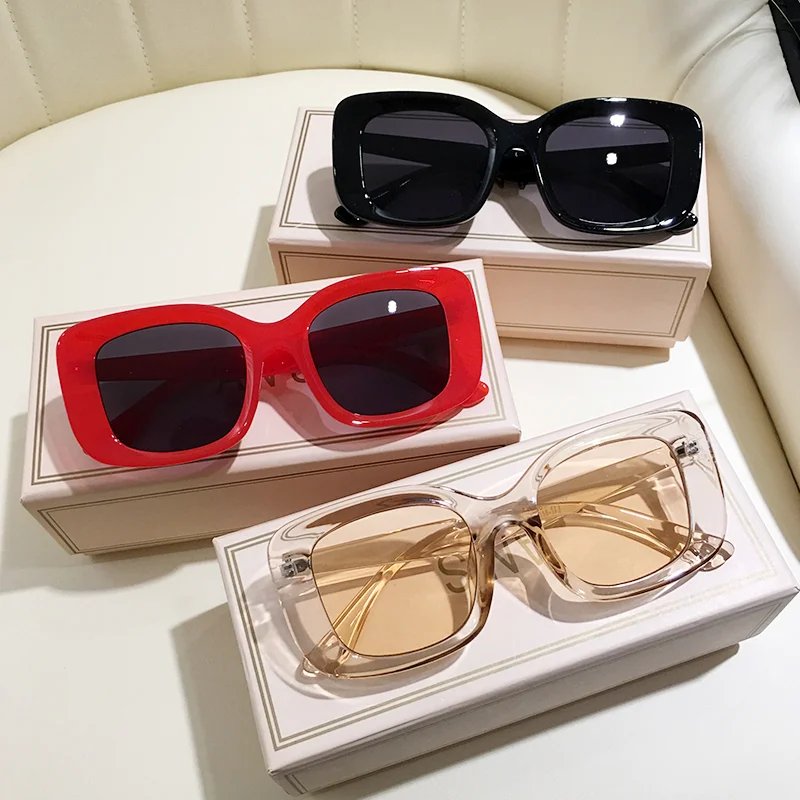 

Colorful Big Square Frame UV400 Shade Sunglasses Women Vintage Retro Fashion Sunglasses 2021