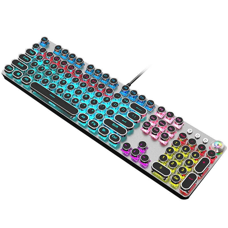 

Cyan axis multimedia knob metal panel punk mechanical keyboard gaming, White /black
