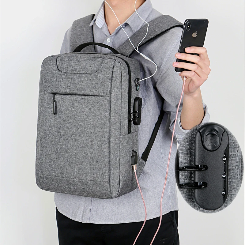 

wholesale waterproof Travel Multifunction Anti-theft USB charging men briefcase notebook business coded lock laptop backpack