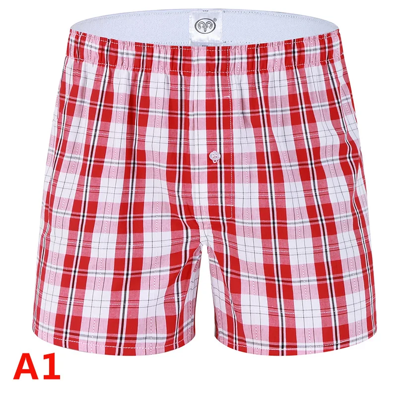 

High Quality Brand 4-Pack Men's Boxer Shorts Woven Cotton 100% Classic Plaid Combed Male Underpant Loose Breathable Oversize, As picture