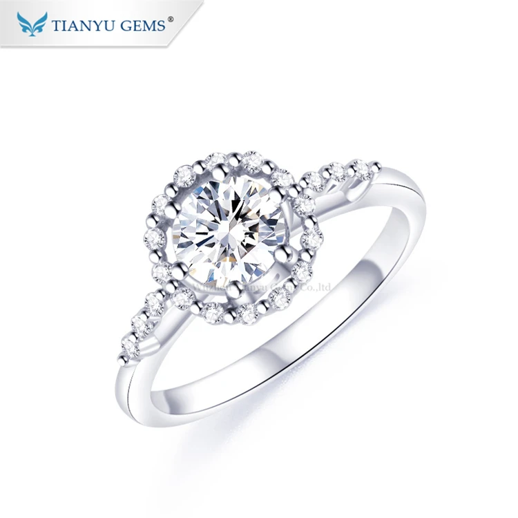 

Tianyu gems customized white gold colourfast moissanite diamond solitaire rings for woman
