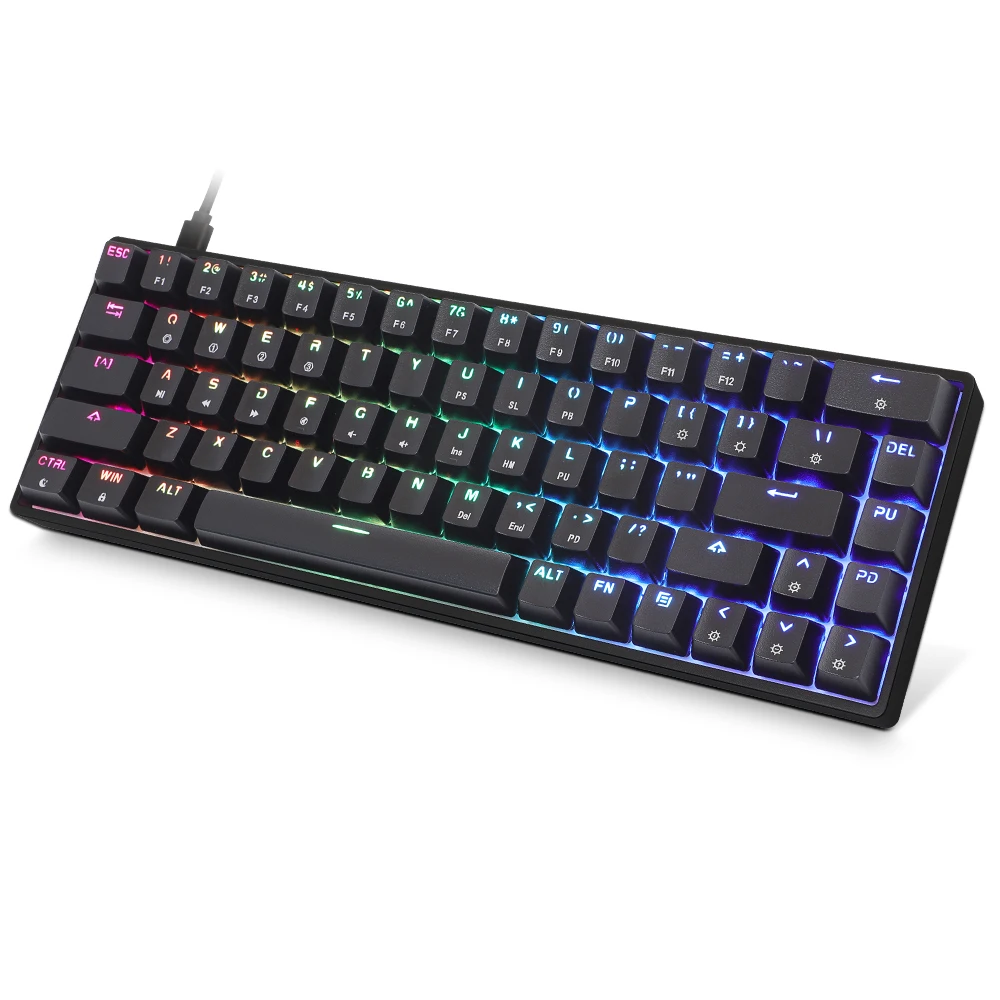 

SK68 GK68 French keycaps with gateron optical switch 60% music rgb gaming mechanical keyboard, Black/ white