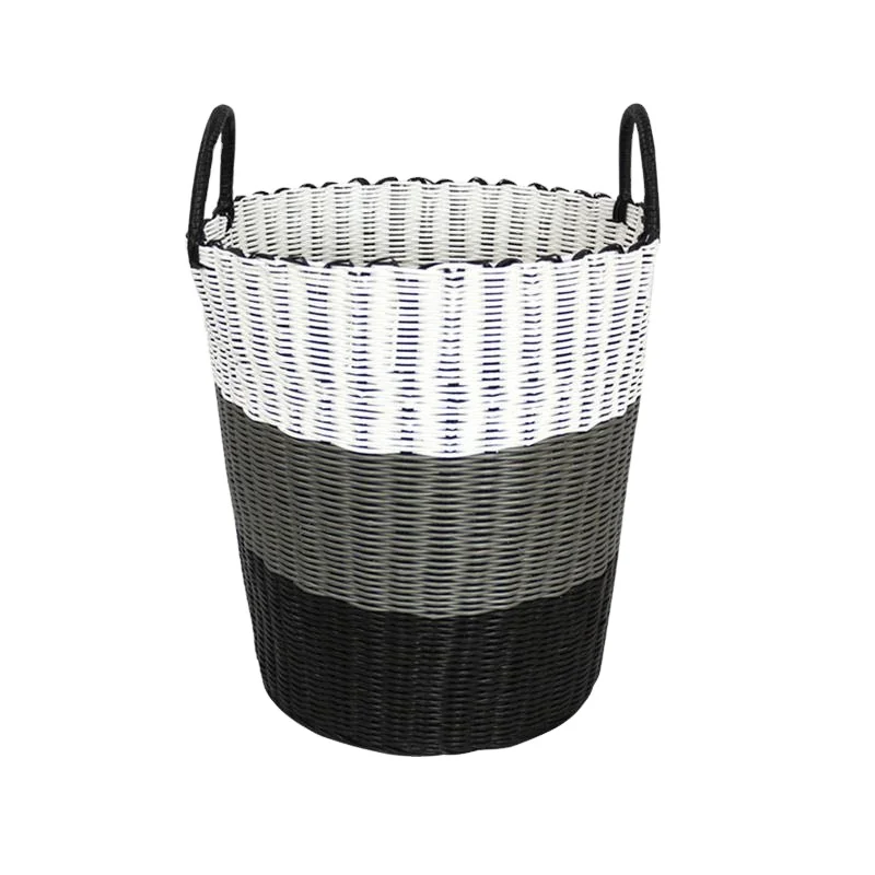 

Waterproof And Portable Plastic Weaving Basket pp hand-woven laundry basket, Grey&white